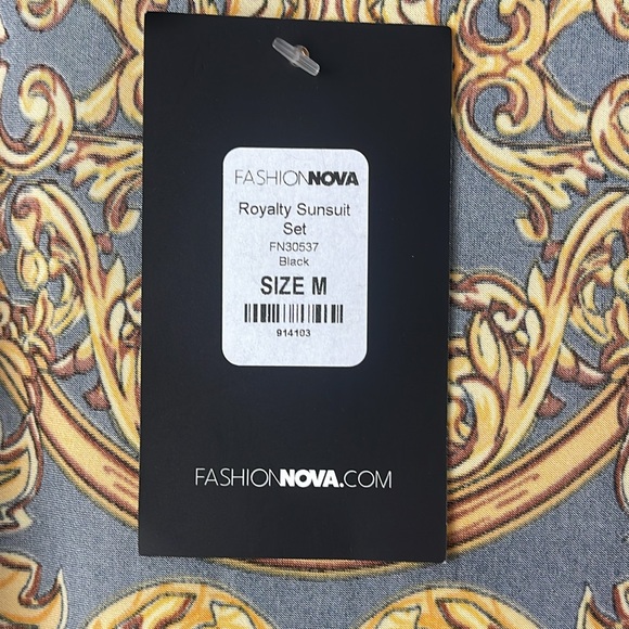 FASHION NOVA ROYALTY SUNSUIT SET Style FN 30537 Black & Gold Sz M New with tags - Picture 15 of 17